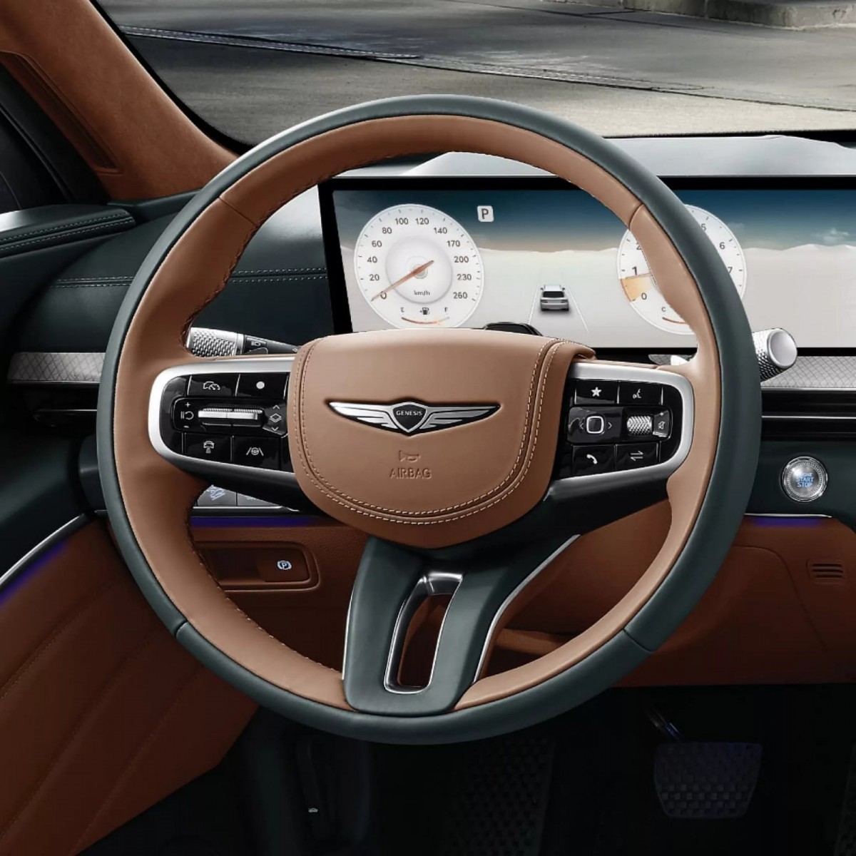 GV80的配色走的就比較高級大器,方向盤也是傳統的原型。