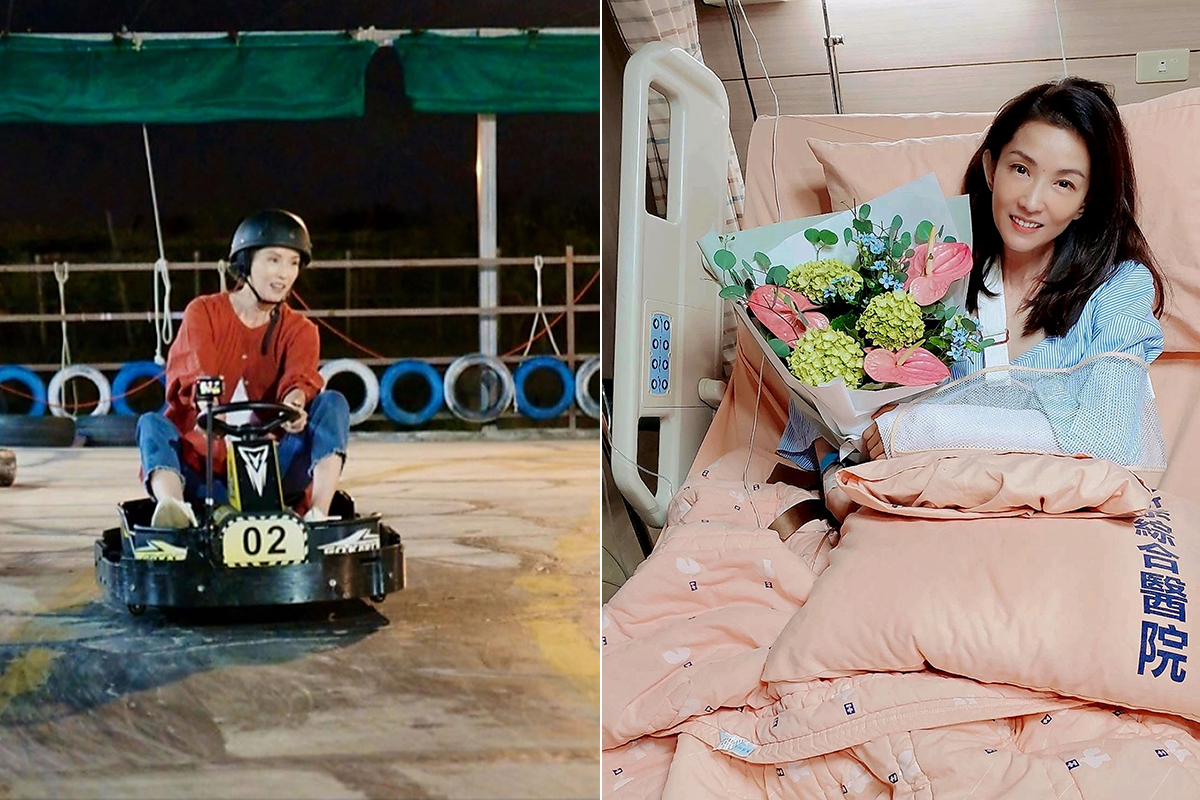 【車勢星聞】葉全真錄《花甲少年趣旅行》體驗娛樂用非正規甩尾卡丁車,意外撞護欄成石臂人。(圖:映畫傳播/鵲兒喜娛樂經紀提供)