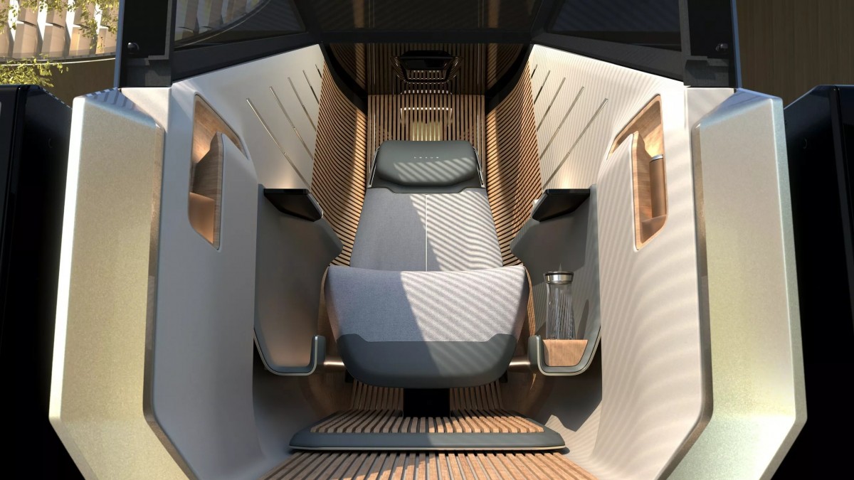 座椅周圍則以木材點綴，呈現極致簡約與日式禪風融合的設計理念。