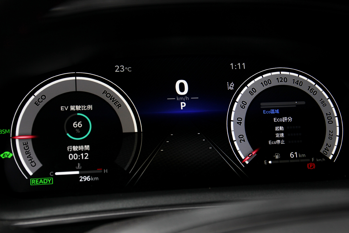 12.3吋數位儀表能觀看EV駕駛比例、ECO評分等車輛資訊。