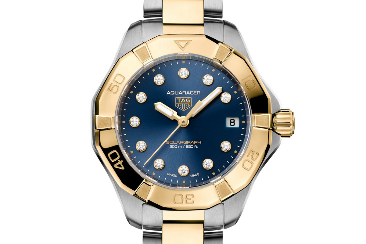 TAG Heuer Aquaracer Professional 200 Solargraph 太陽能腕錶黃金雙色鍊帶款_參考編號WBP1323.BB0004_建議售價NT$144,700