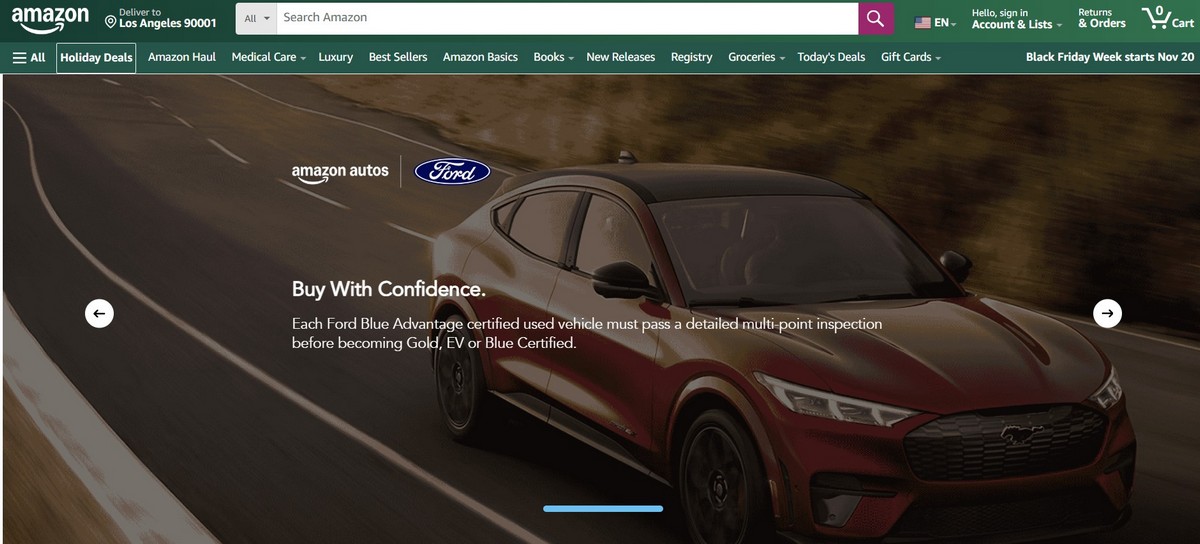Ford近期也加入Amazon販售認證二手車，現階段地區只有洛杉磯、西雅圖與達拉斯。