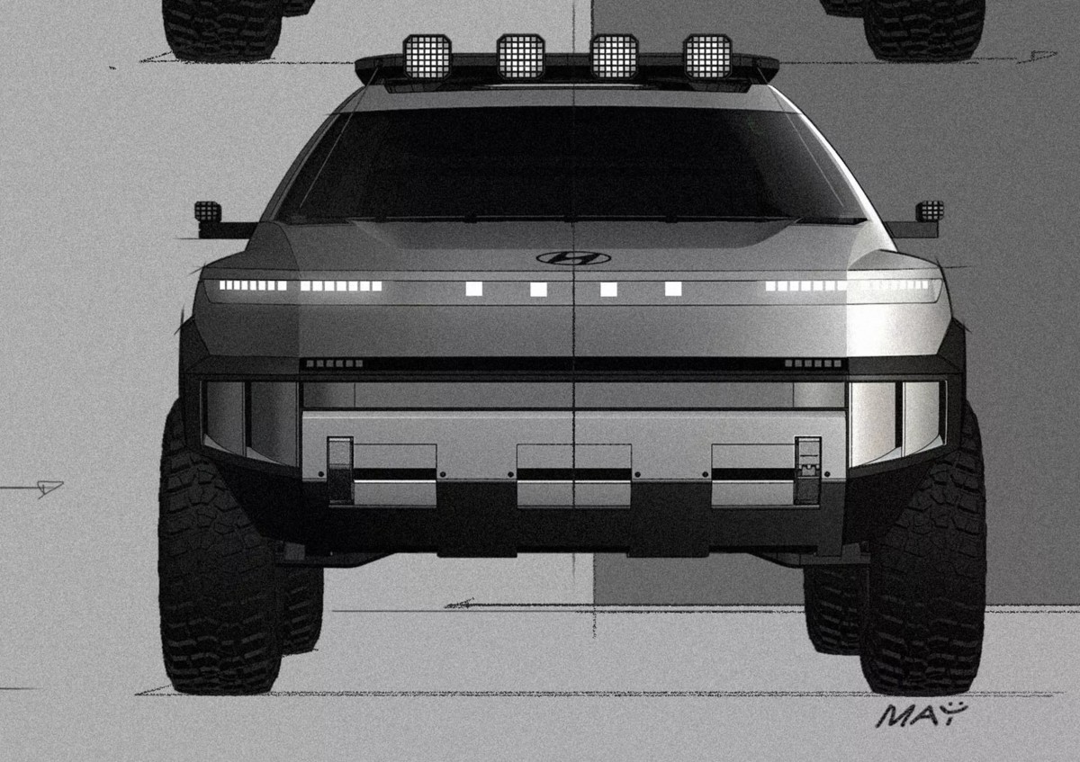 Pixel風格的LED頭燈延續Ioniq系列家族語彙，但搭配方正、結實且接近軍事風格的車身線條，視覺衝擊感比過去XRT車型更強烈。