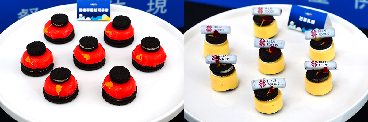 左為「草莓優格起司慕斯」，右為「芒果乳酪」。