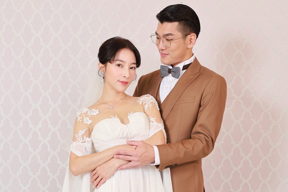 【車勢星聞】《好運來》張家瑋披白紗心機嫁，吳政澔喜迎「第3婚」。（圖：民視提供） 