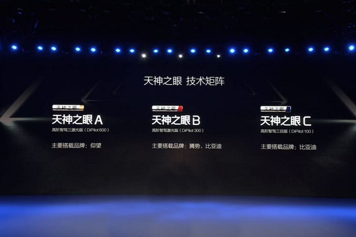 「天神之眼」系統分為A、B、C三個等級，最基礎的C級配備12顆攝影鏡頭，A級則擁有三顆光達感測器。