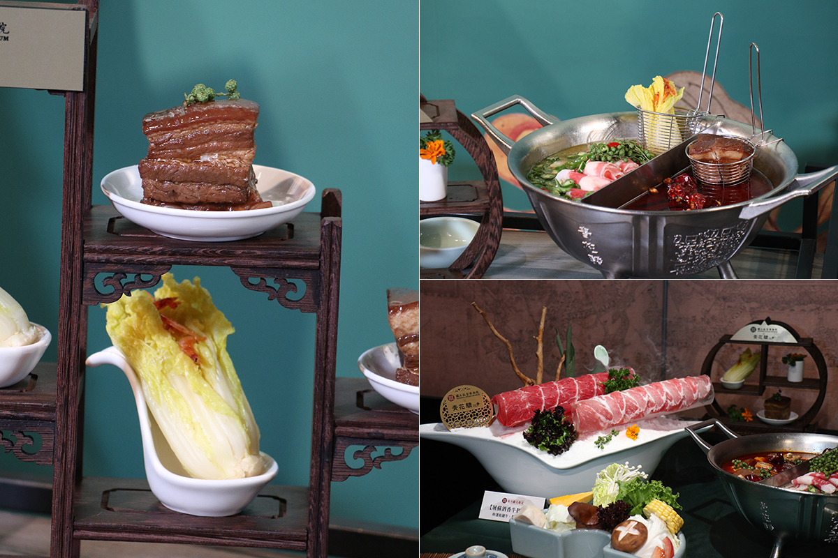 故宮國寶翠玉白菜、肉形石化作青花驕饗宴，青紅雙鍋演繹宮宴新風味。（示意圖）