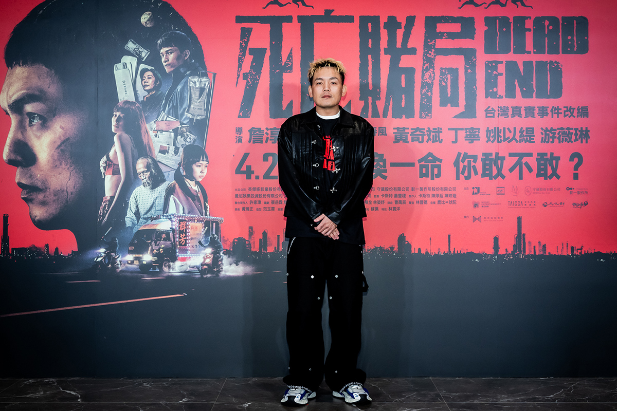 【車勢星聞】《死亡賭局》導演詹淳皓、主演春風（左起）、黃奇斌、姚以緹共同出席試片記者會。(照片/英傑哆影業提供)