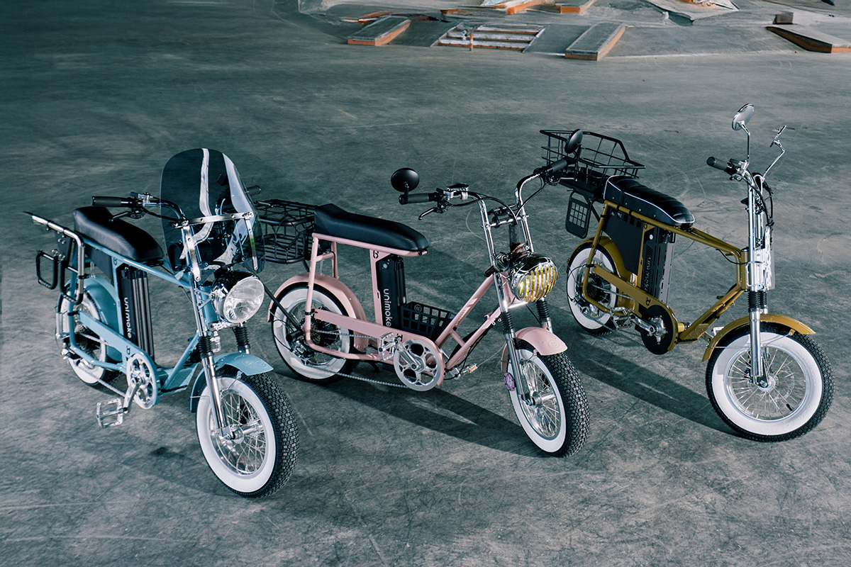 UD _70 系列三色並排——Unimoke minibike／miniswing 16 吋胖胎青少年電輔車，8 月 12 日官網開賣。