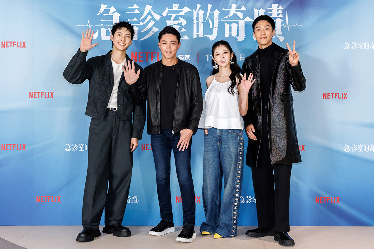 【車勢星聞】Netflix《急診室的奇蹟》媒體茶敘，彭千祐、霍建華、詹子萱、蔡凡熙（左起）。(照片/Netflix提供)