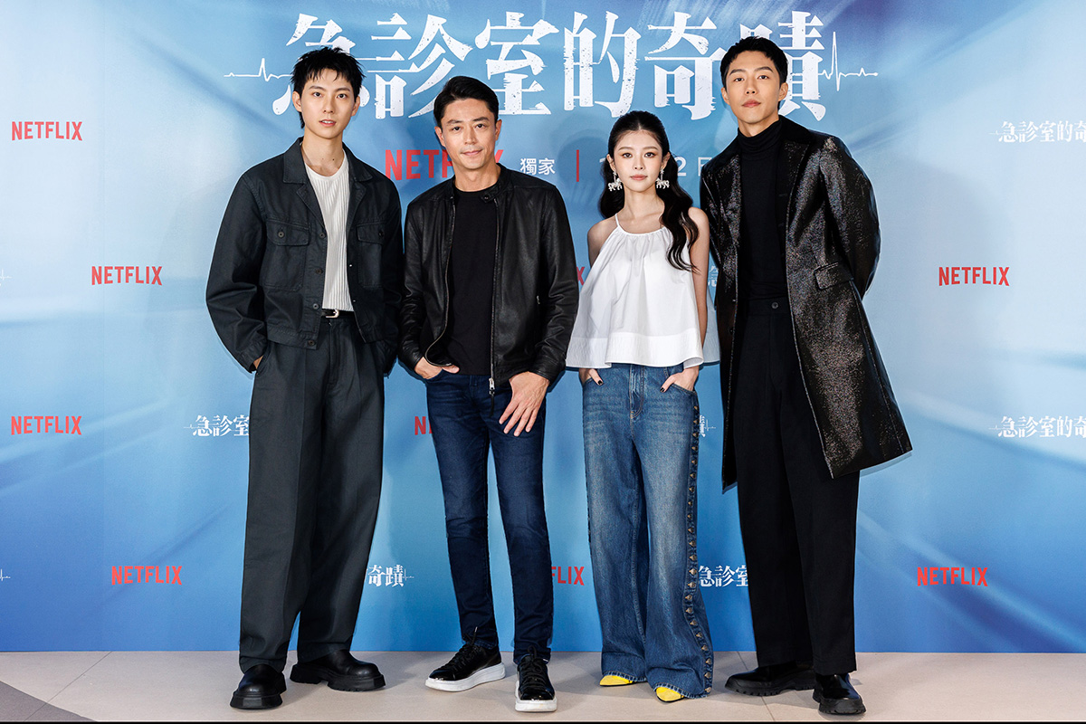 【車勢星聞】Netflix《急診室的奇蹟》媒體茶敘，彭千祐、霍建華、詹子萱、蔡凡熙（左起）。(照片/Netflix提供)