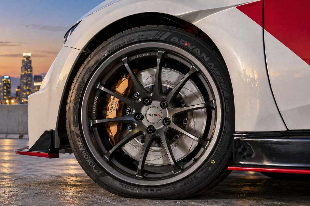 配置Nismo LM-RS1 19吋鍛造輪圈與Brembo卡鉗。