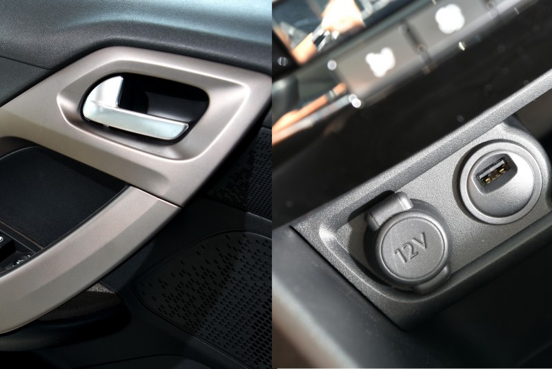 車門鈦色握把以及USB 12V插座都是貼心實用的設計