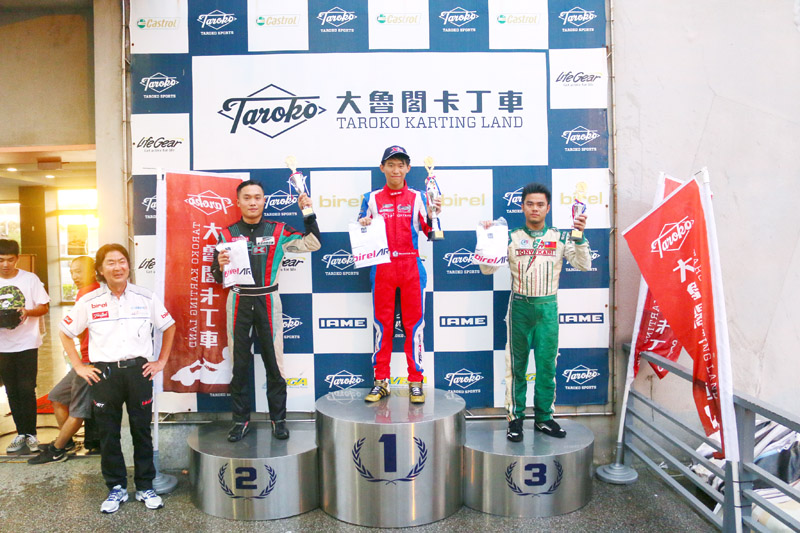 IAME X30 Senior組前三名林岑翰、邱信諺與蔡承揚。