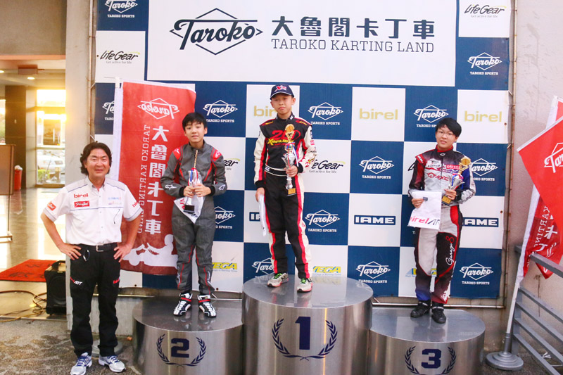 IAME X30 Junior組前三名:周延宸、黃士華與周子涵。