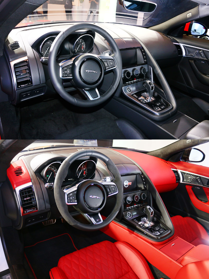 上圖為New F-Type Coupé 控台陳設,下圖則為New F-Type SVR 車型。