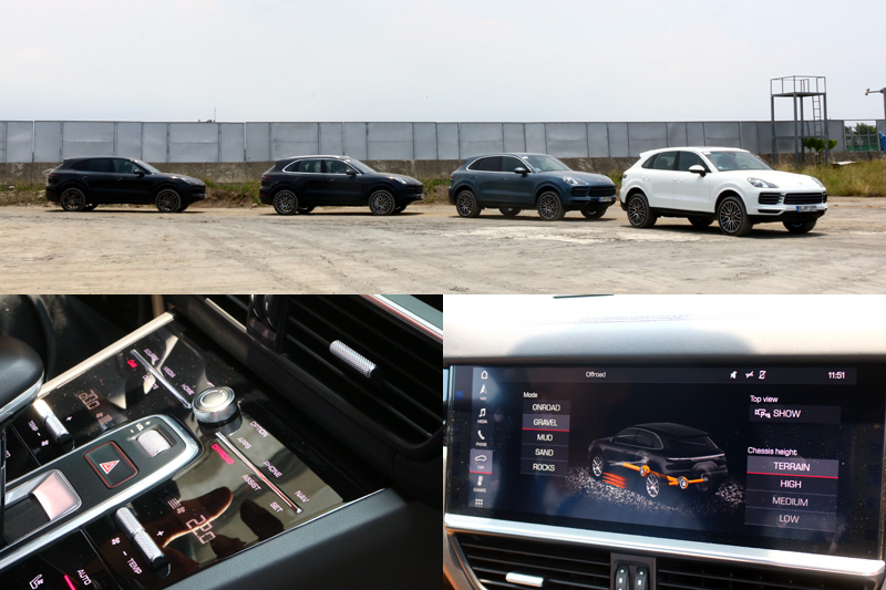 在進行越野體驗時需將Cayenne內建的Off-Road模式開啟,並將車身高度調至最高。