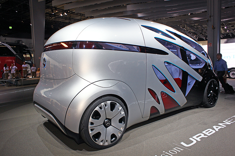Mercedes- Benz Vision Urbanetic具備模組化車體,可依需求換置不同的車廂,照片是MPV形式。