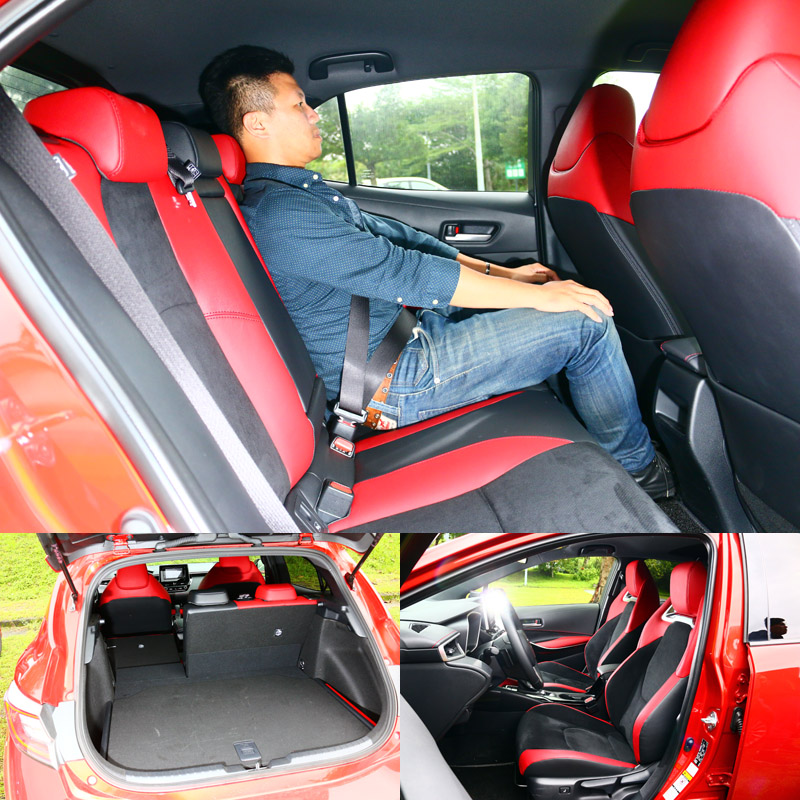 直指Mazda 3而來的Auris竟然可以在空間上跟著比小,而且視覺壓迫感還更大,但跑車化座艙設計與那兩張跑車座椅都會讓人忘了這是輛五門掀背車。〈乘坐人員身高172cm〉