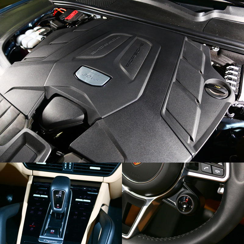 基本款Cayenne搭載3.0升渦輪增壓V6引擎,搭配Tiptronic S 8速手自排變速系統,選配之跑車計時套件便附有動態切換旋鈕。