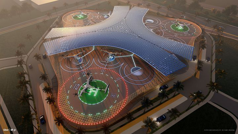 Uber Elevate 高峰會中也展示由多家建築工程公司所設計,Uber Air 空中航站的全新概念圖,專為適用多元交通運輸模式的道路和空中交通而設計。
