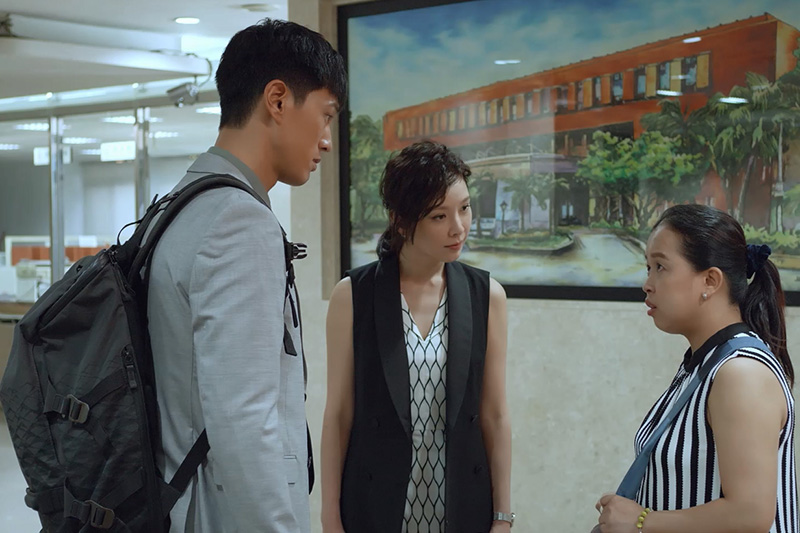 方箏(天心飾演)與陳博昀(鍾承翰飾演)為外籍移工辛蒂(莫愛芳飾演)打官司m