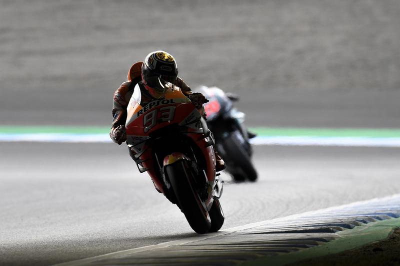 Marquez起跑後只有一次和Quartararo互相超車,之後就獨自領跑衝過終點。