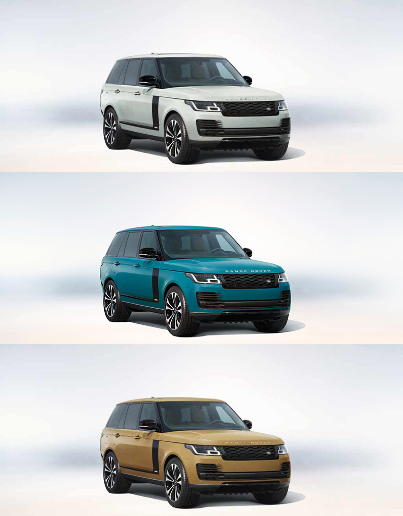 另可以極限量加價選配方式,提供由Special Vehicle Operations特製車部門 (SVO) 精心復刻的托斯卡納藍 (Tuscan Blue)、巴哈馬金 (Bahama Gold) 與達沃斯白 (Davos White) 三款初代 Range Rover經典車色選擇。