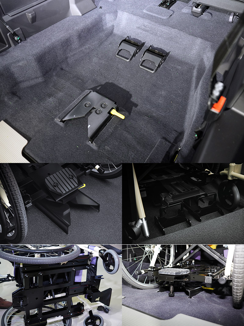 「Luxgen Quick Lock易扣」輪椅快扣裝置,搭配為輪椅開發的固定底盤,通過ARTC的輪椅束縛系統動態測試,安全性更有保障。