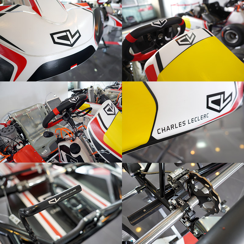 的Birel ART Charles Leclerc系列車架擁有Charles Leclerc專屬的「CL」徽飾與彩繪,並在許多部品上都可以看到CL Charles Leclerc字樣。