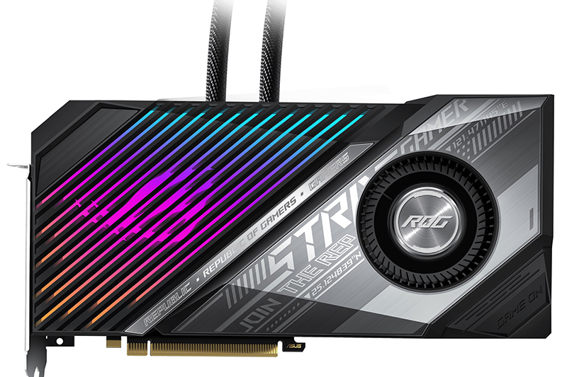 ROG Strix LC Radeon RX 6800 XT顯示卡結合風冷與一體式水冷的散熱效果,針對高效顯示卡特別設計自訂水冷散熱模組。