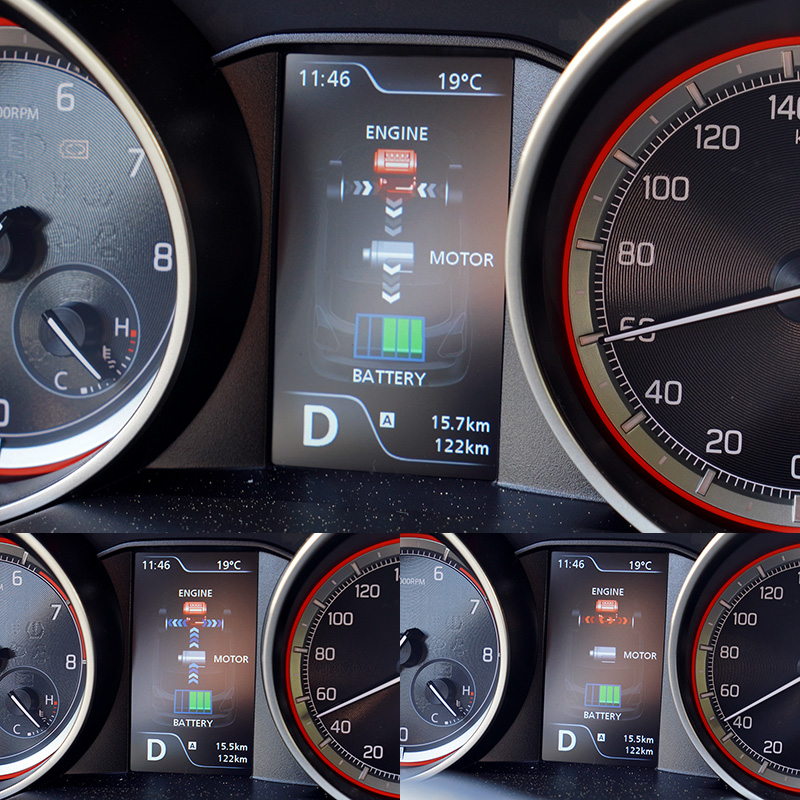 Swift的輕油電動力系統,在起步時會以電力輔助增加起步加速力道,並在減速時回收動能為電池充電。