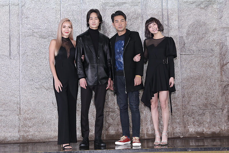 【車勢星聞】電影《山中森林》主要演員(左起)許采晴(拐拐)、夏騰宏、謝承均、黃沐妍(小豬)。(圖:禾力文創提供)