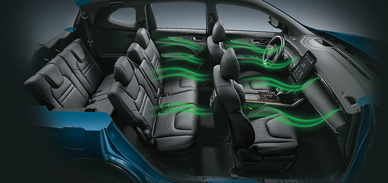 全車系升級標配PM2.5健康對策濾網,具有三層過濾、四種防護功效。