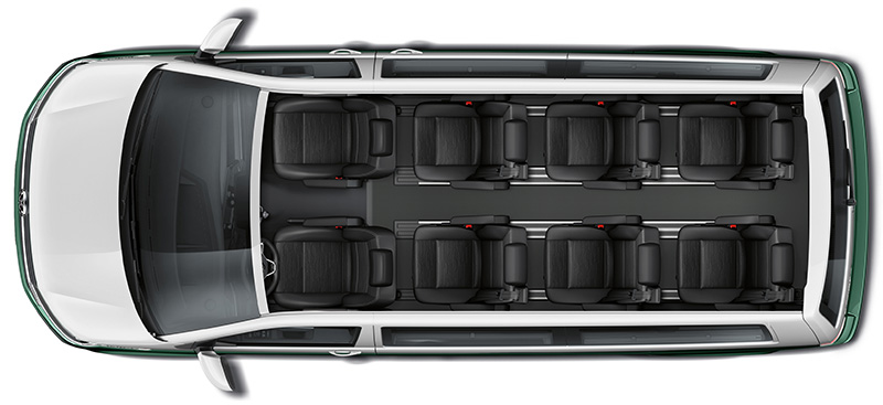 全新T6.1 Multivan 長軸版提供獨立8人座車型配置並採用2-2-2-2座椅設計。