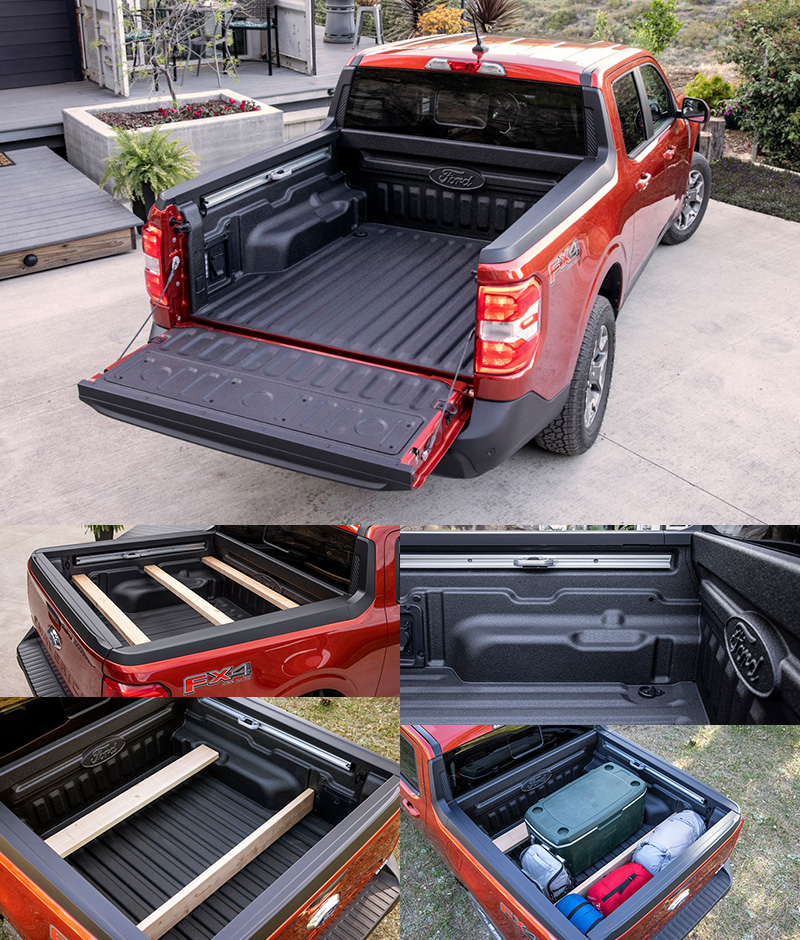 Ford還設計了FLEXBED彈性運載套件,在貨斗兩側設有凹槽與可安裝D型扣的滑軌,車主可依據自身需求,以木條或隔板,彈性規劃貨斗中上下或前後分層之運載方式。