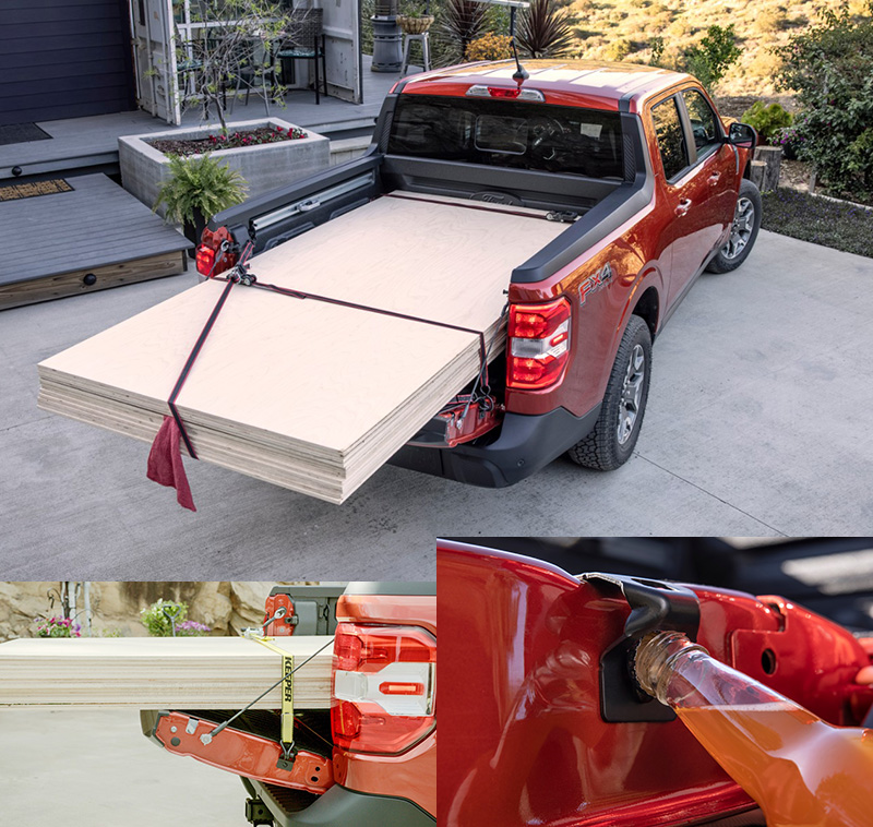 貨斗尾門放下後可延伸置物長度,尾門配置的繫繩夾還可以當開瓶器使用。