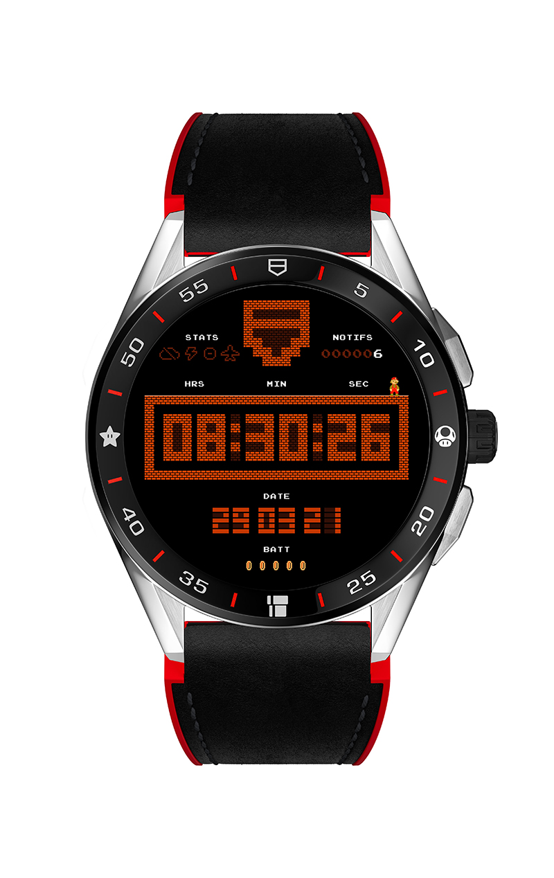 TAG Heuer Connected x Super Mario 限量版智能腕錶, 參考編號SBG8A13.BT6254全球限量2,000支,建議售價70,700元。(圖:品牌提供)
