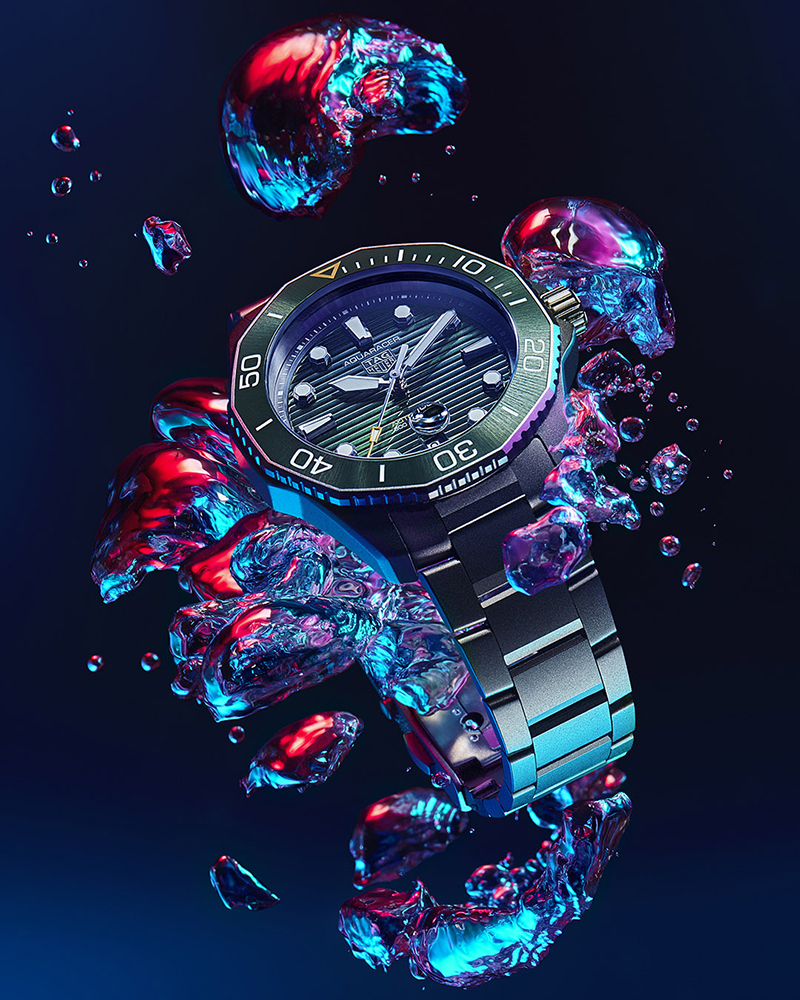 TAG Heuer泰格豪雅 Aquaracer Professional 300米鈦金綠面自動腕錶_參考編號WBP208B.BF0631。(圖:品牌提供)