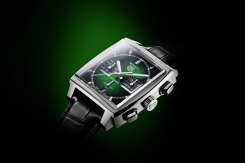TAG Heuer泰格豪雅 Monaco H02綠面特別版自動計時腕錶_參考編號CBL2116.FC6497_腕錶。(圖:品牌提供)