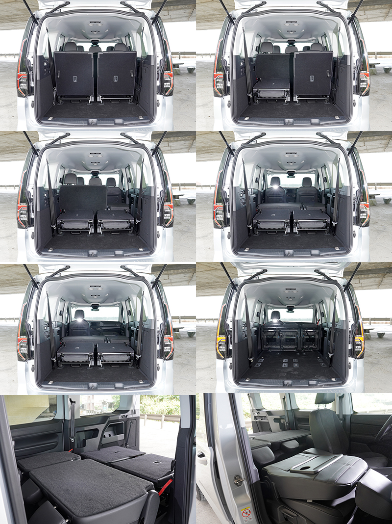 除了後座兩排座椅椅背皆可向前傾倒外,副駕駛座也具備同樣功能。