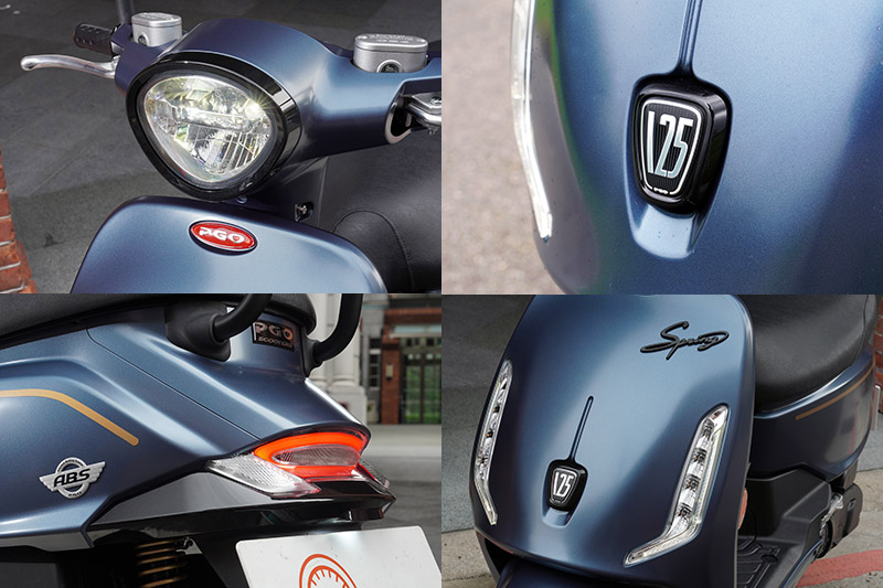 倒三角形頭燈,車頭盾牌徽飾、迴力鏢造型全時定位燈是Spring 125的重要元素,但斜切鴨尾更是最大特色。