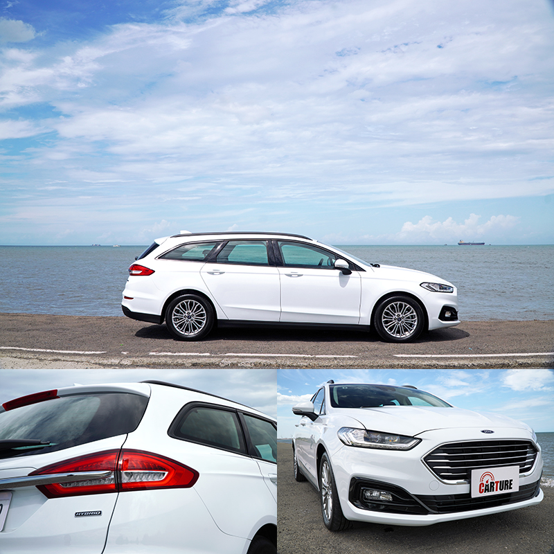 Mondeo Hybrid Wagon採Ford Kinetic Design 2.0動能美學設計語彙,勾勒運動化造型,並有著0.27Cd的超低風阻係數,與過去EcoBoost 240車型相比,最明顯容易辨別的地方,大概就是車尾的銘牌了。