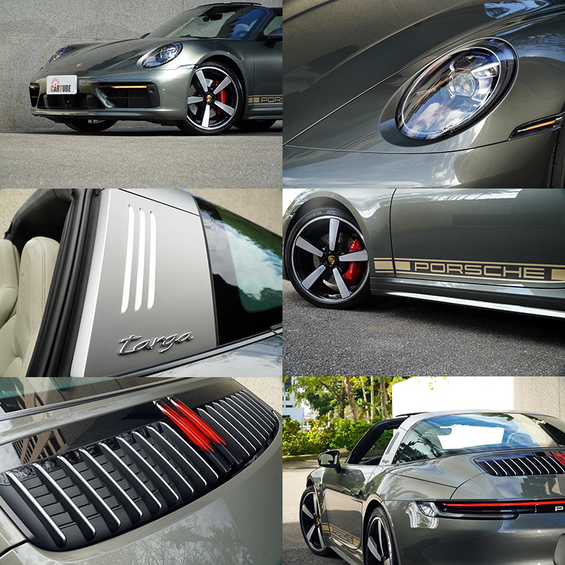 911 Targa 4S基本車身線條與911 Coupe相仿,最大的特色當然還是那融合B柱的ㄇ字型金屬框架與可後掀收納置後艙下的頂篷。