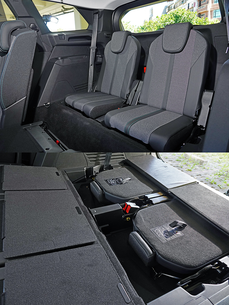 第三排的兩張座椅收折容易,同時保有一定程度的乘坐舒適性。