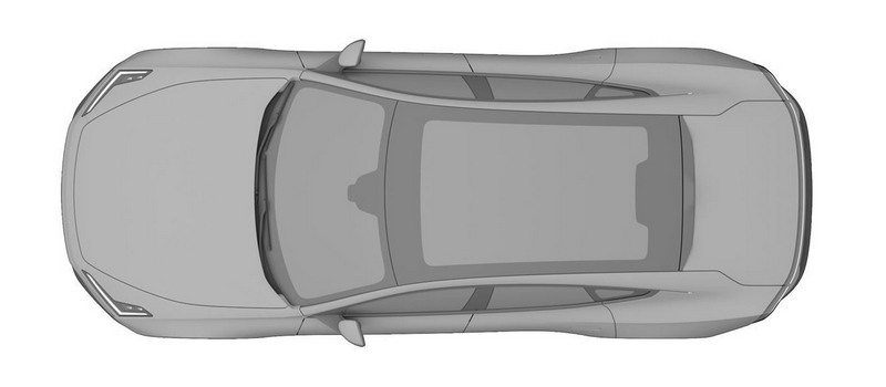 專利圖片顯示Polestar 5造型輪廓和Precept概念車相近，只是車門改為傳統四門設計。