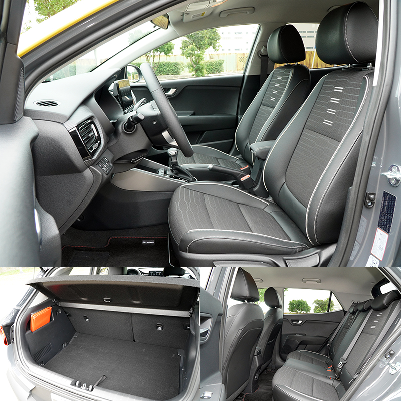 Stonic 1.0T智慧油電GT-Line座椅採Tiger Nose 紋路複合材質包覆,空間表現中規中矩,足敷使用。