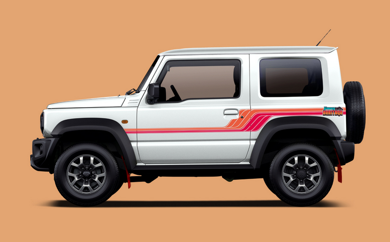 Jimny Heritage外觀加入紅橘線條彩繪。