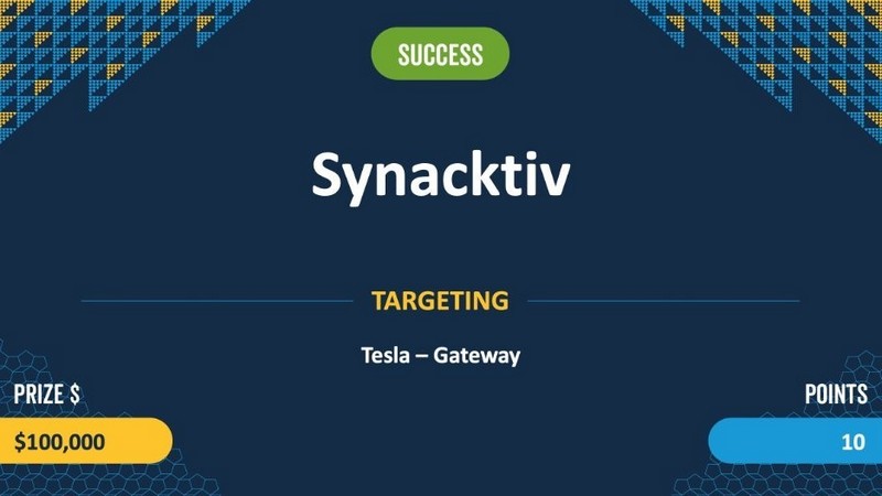 Synacktiv僅花不到2分鐘就成功駭進Tesla系統。