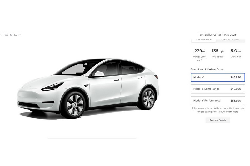 數日前Model Y售價為49,990美元,但現在只要46,990美元。